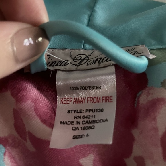 NWT Linea Donatella Silky Aqua and Pink Floral Robe - Picture 4 of 7
